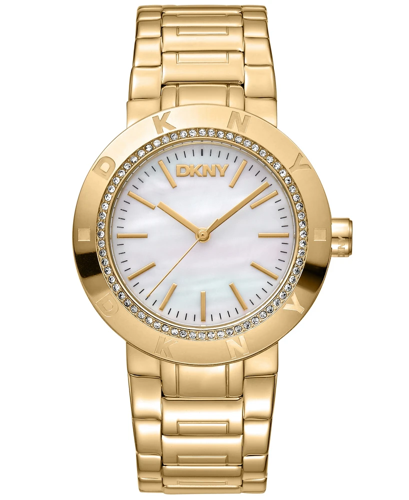 Dkny Women's Eastside Logo Gold-Tone Stainless Steel Bracelet Watch, 36mm