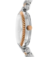 Dkny Women's Essential Glitz Silver Dial Red Gold-Two-Tone Stainless Steel Bracelet Watch 30mm