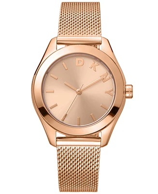 Dkny Women's Astoria Logo Rose Gold-Tone Stainless Steel Bracelet Watch, 34mm