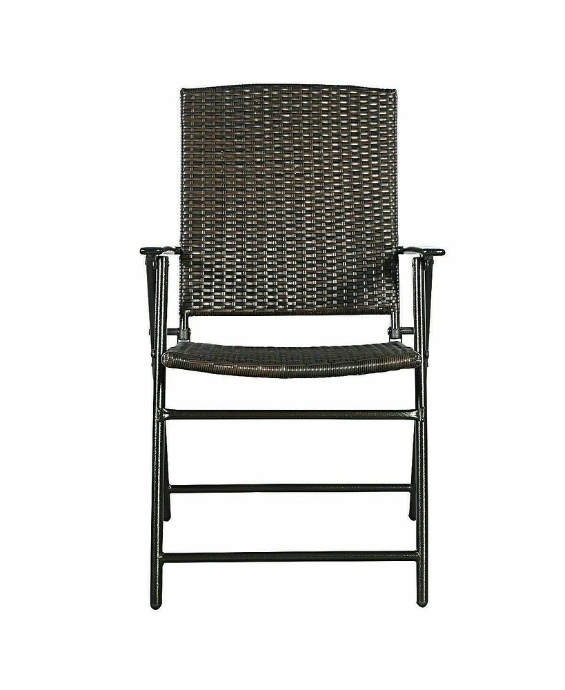 Set of 4 Rattan Folding Chairs