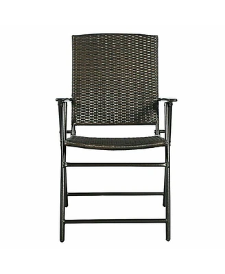 Set of 4 Rattan Folding Chairs