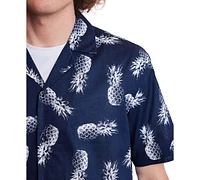 Paisley & Gray Men's Slim Fit Short Sleeve Pineapple Print Button Front Camp Shirt