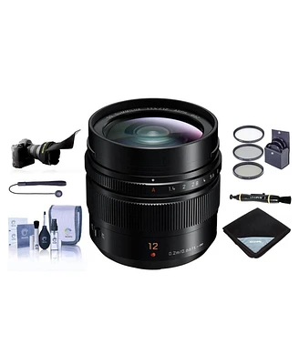Panasonic Panasonic Lumix G Leica Dg Summilux Lens, 12mm, F1.4 Asph, Wide Angle, Professional Mirrorless Micro Four Thirds, H-X012 (Usa Black) Bundle