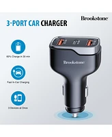 Brookstone Tripple Port Pd 50 Watt Rapid Car Charger and 4FT Lightning Cable Charging Kit