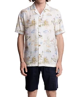 Paisley & Gray Men's Slim Fit Short Sleeve Scenic Print Button Front Camp Shirt