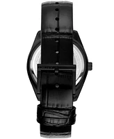 Dkny Men's Modernist Classics Black Leather Strap Watch, 40mm