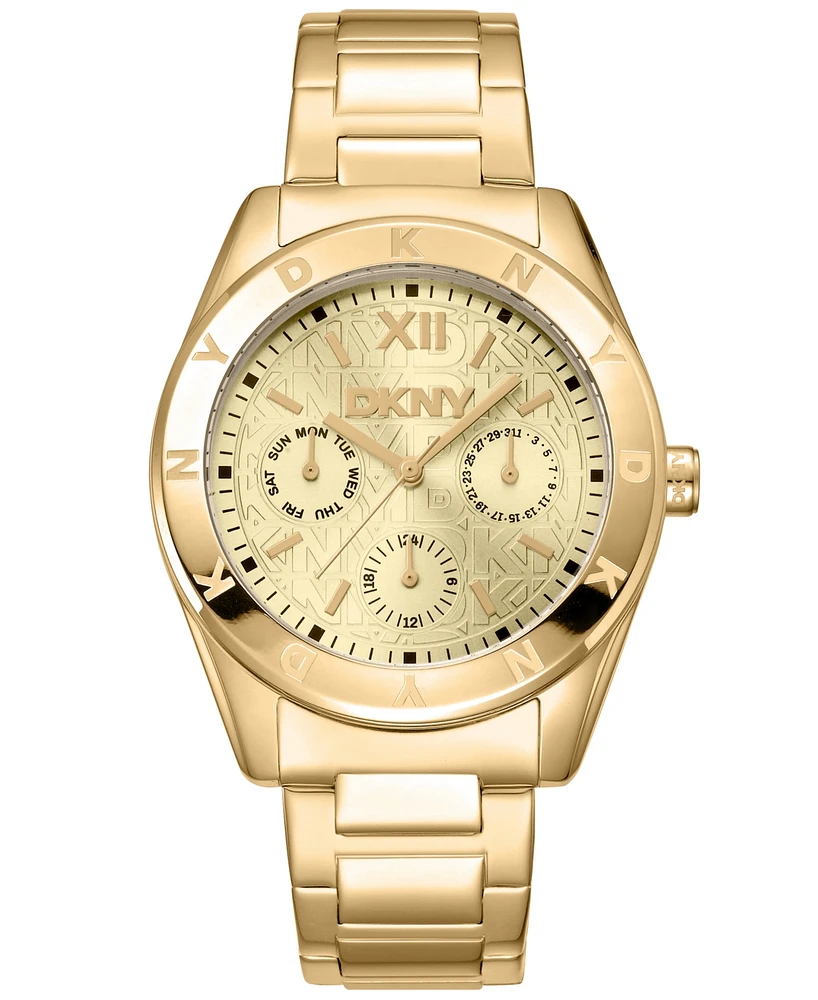 Dkny Women's Chambers Multi Sport Chronograph Gold-Tone Stainless Steel Bracelet Watch