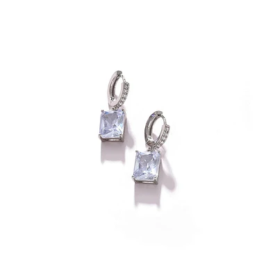 Sohi Women's Silver-Plated Stone Hoop Earrings