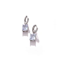 Sohi Women's Silver-Plated Stone Hoop Earrings