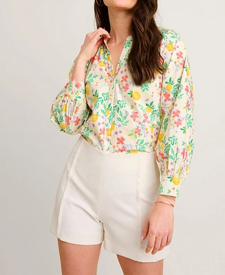 UNTUCKit Women's Stretch Cotton Lemon Print Carrie Shirt