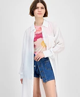 Bar Iii Women's Oversized Button-Front Long-Sleeve Shirt, Exclusively at Macy's