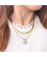 The Lovery Rose Enamel Heart Charm 14K Gold