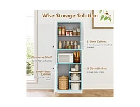 Kitchen Pantry Storage Cabinet – Microwave Stand with Open Shelves for Kitchen Organization