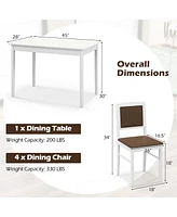 5-Piece Dining Set for 4 with Rubber Wood Legs for Small Dining Room