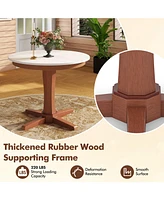Wooden Round Dining Table with Pedestal Base