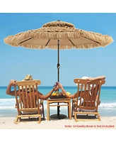 Solar Powered Thatched Tiki Patio Umbrella with Led Lights