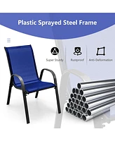 4 Pieces Stackable Patio Dining Chairs Set with Armrest