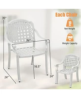 Set of 2 Cast Aluminum Patio Chairs with Armrests