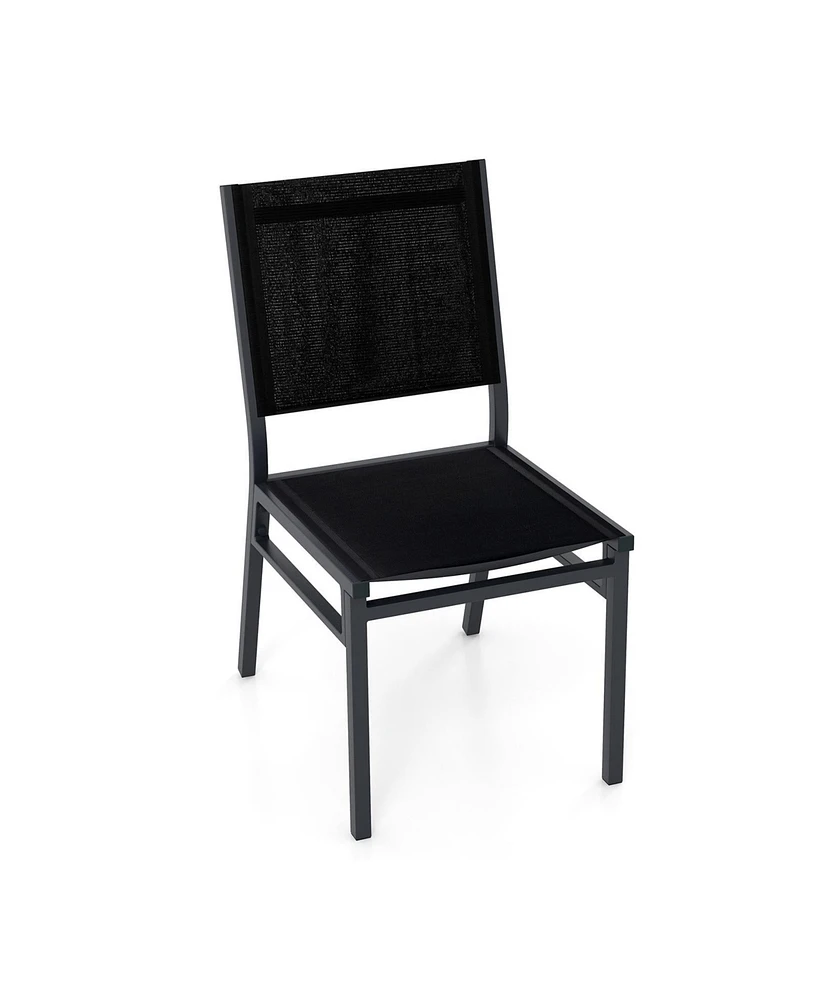 Single Outdoor Chair with Breathable Mesh Seat and Back for Backyard Use