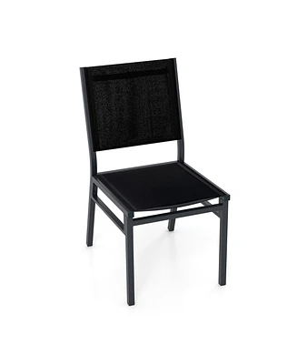 Single Outdoor Chair with Breathable Mesh Seat and Back for Backyard Use