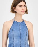 And Now This Women's Seamed-Front Halter Denim Top, Exclusively at Macy's