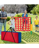 Gymax Giant 4-In-a-Row 4-to-Score Game with bag Indoor Outdoor Party Family Time Game