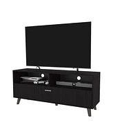 Black City Tv Stand 60" with Open Storage and 1 Door, Wengue