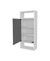 Pine Like Medicine Cabinet with Mirrored Door and Open Storage, White