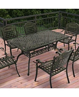 Mondawe Outdoor Cast Aluminum Rectangular Dining Table
