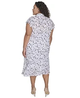 Calvin Klein Plus Size Dot-Print Ruffled Blouse