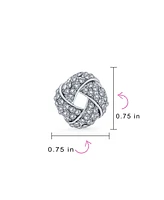 Bling Jewelry Set of 3 Twist Braided Crystal Love Knot Clip-On Earrings Rose Gold Plated
