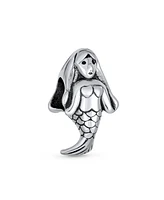 Bling Jewelry Set of 2 Nautical Clam Shell and Sea Mermaid Charm Bead Sterling Silver