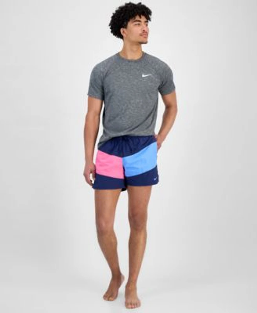 Nike Mens Hydroguard Dri Fit Stretch Upf 40 Heather Rash Guard 5 Swim Trunks
