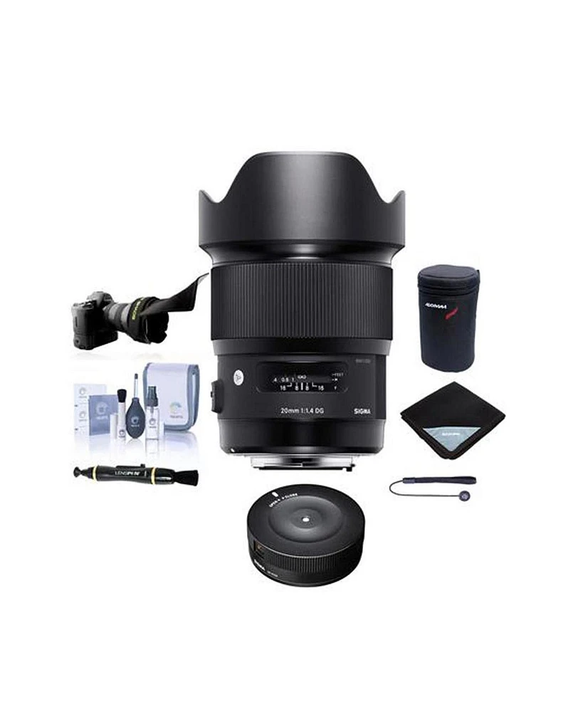 Sigma 20mm f/1.4 Dg Hsm Art Lens for Nikon F, Bundle with Flex Lens Shade, Lens Wrap, Lens Case, Cleaning Kit, Cleaner, Sigma Usb Dock