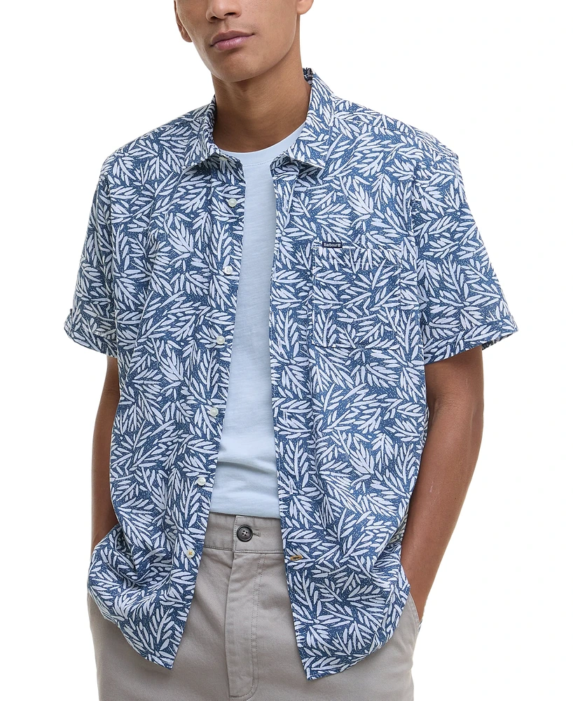 Barbour Men's Jackstone Short Sleeve Button-Front Leaf Print Shirt