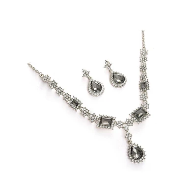 Sohi Women's Silver Plated Designer Stone Jewellery Set