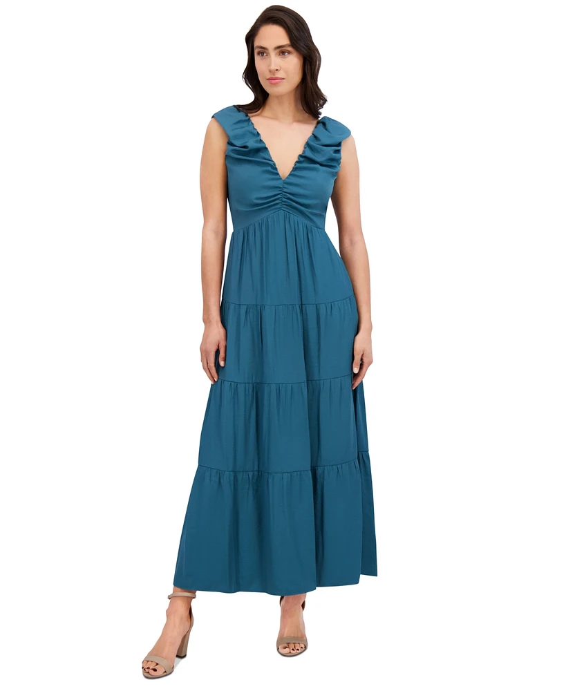 Siena Women's V-Neck Tiered Maxi Dress