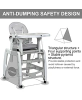 Costway Toddler 3 1 High Chair Adjustable Seat Back and Removable Trays