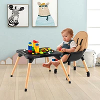 Costway Toddler 5-in-1 High Chair Wooden Convertible 5-Point Seat Belt