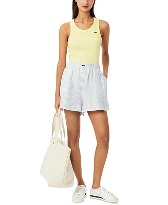 Lacoste Usa Women's Striped Linen Pull-On Shorts