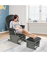 Costway Baby Nursery Relax Rocker Rocking Chair Glider & Ottoman Set w/Cushion