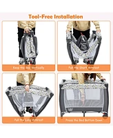 Costway Kids Portable Foldable Playard Playpen Nursery Center