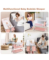 Costway Baby Bed Side Crib Portable Adjustable Travel Sleeper Bassinet
