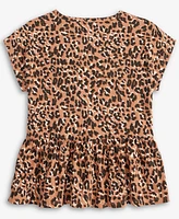 Epic Threads Little & Big Girls Leopard-Print Peplum Top, Exclusively at Macy's