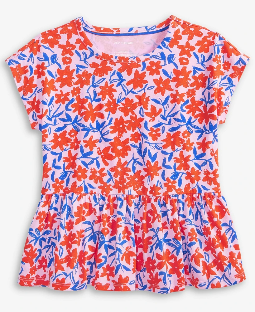 Epic Threads Little & Big Girls Floral Peplum Top, Exclusively at Macy's
