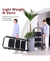 5 Step Lightweight Folding Ladder with Wide Anti-Slip Pedal and Safety Handle, Multi-Purpose Steel Step Ladder