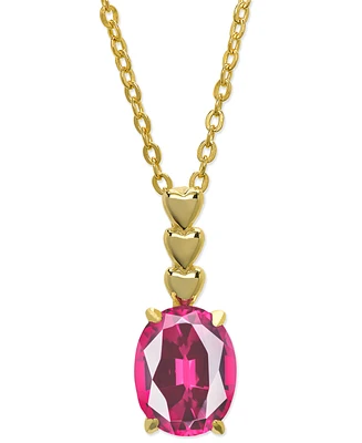 Lab Grown Pink Sapphire Oval 18" Pendant Necklace (2-1/10 ct. t.w.) in 14k Gold-Plated Sterling Silver