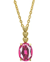 Lab Grown Pink Sapphire Oval 18" Pendant Necklace (2-1/10 ct. t.w.) in 14k Gold-Plated Sterling Silver