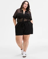 Nina Parker Trendy Plus Mesh Utility Romper