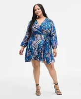 Nina Parker Trendy Plus Crinkle Wrap Dress